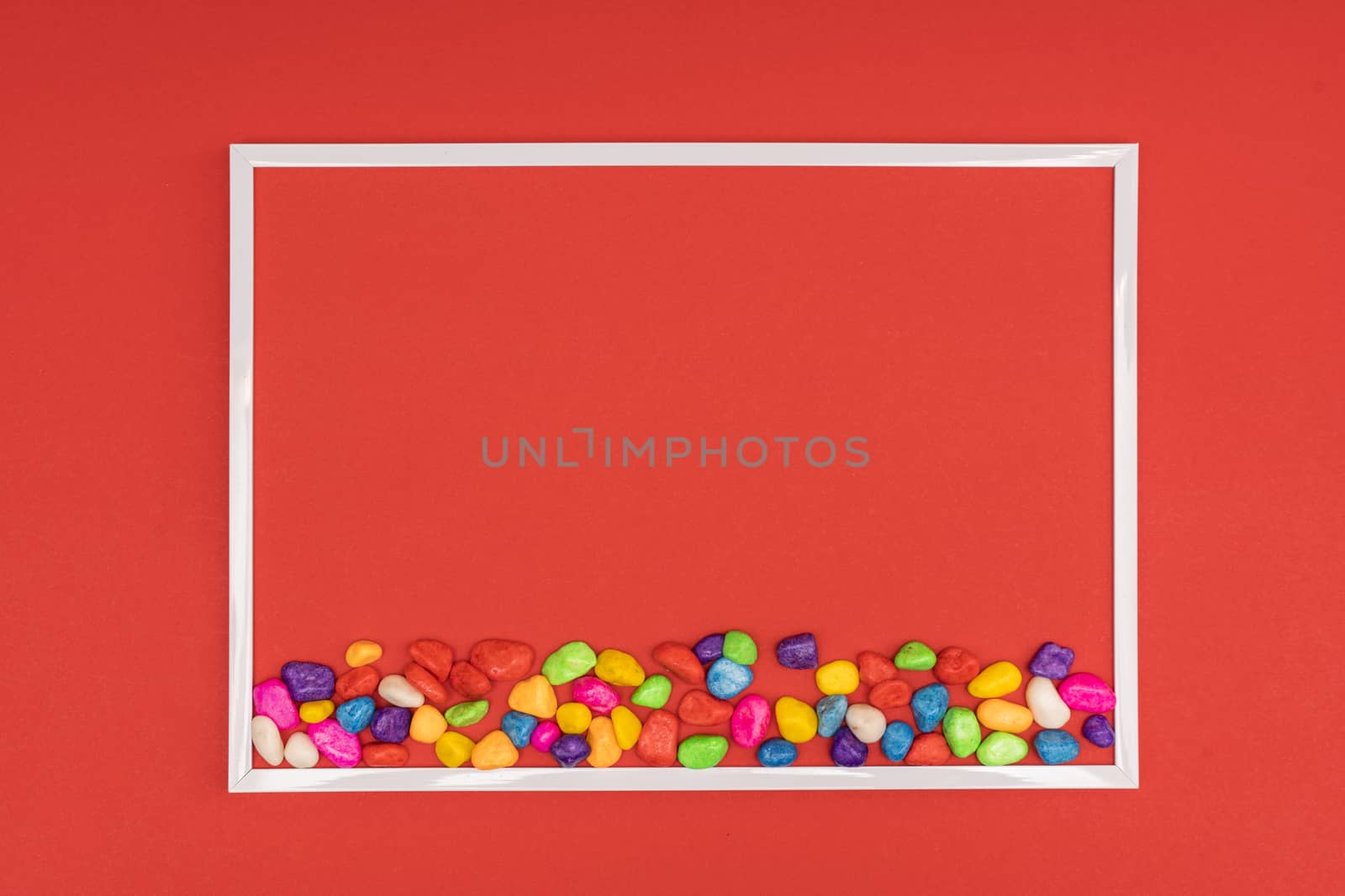 small colored pebbles on a colored background