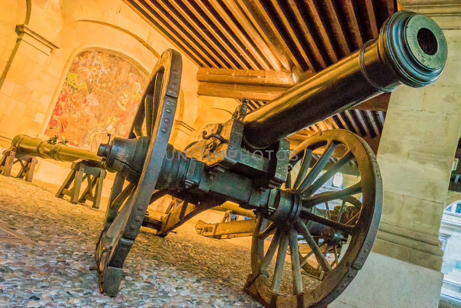 Old metal cannon in the historical center of Geneva