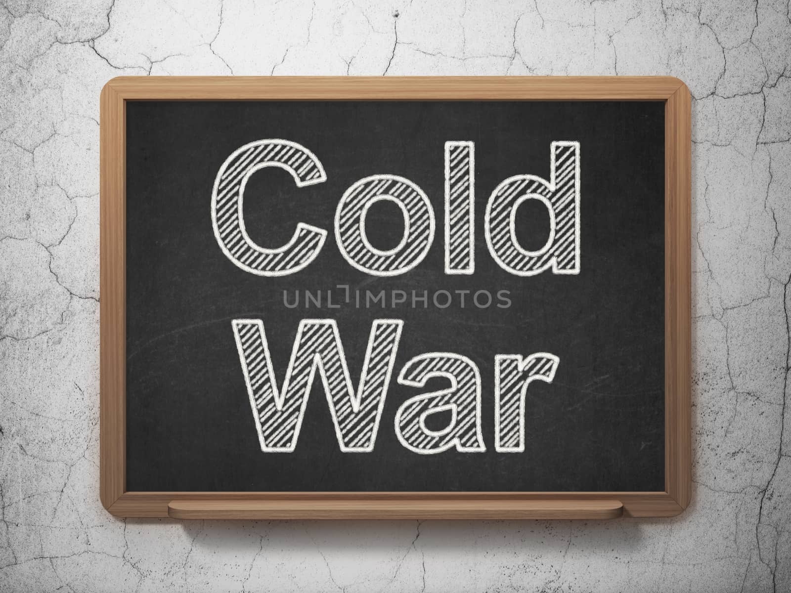Politics concept: text Cold War on Black chalkboard on grunge wall background, 3D rendering