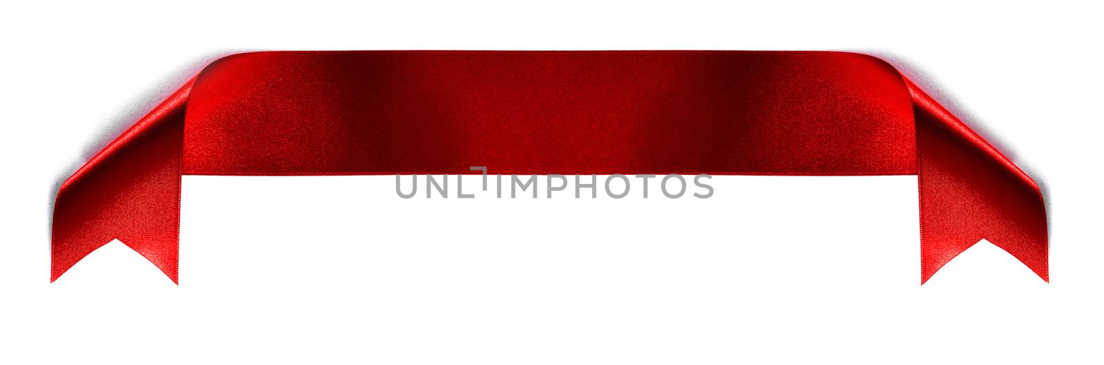 Fabric red ribbon isolated on a white background