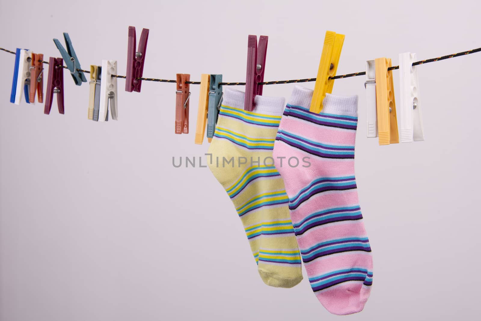 colorful socks hanging to dry