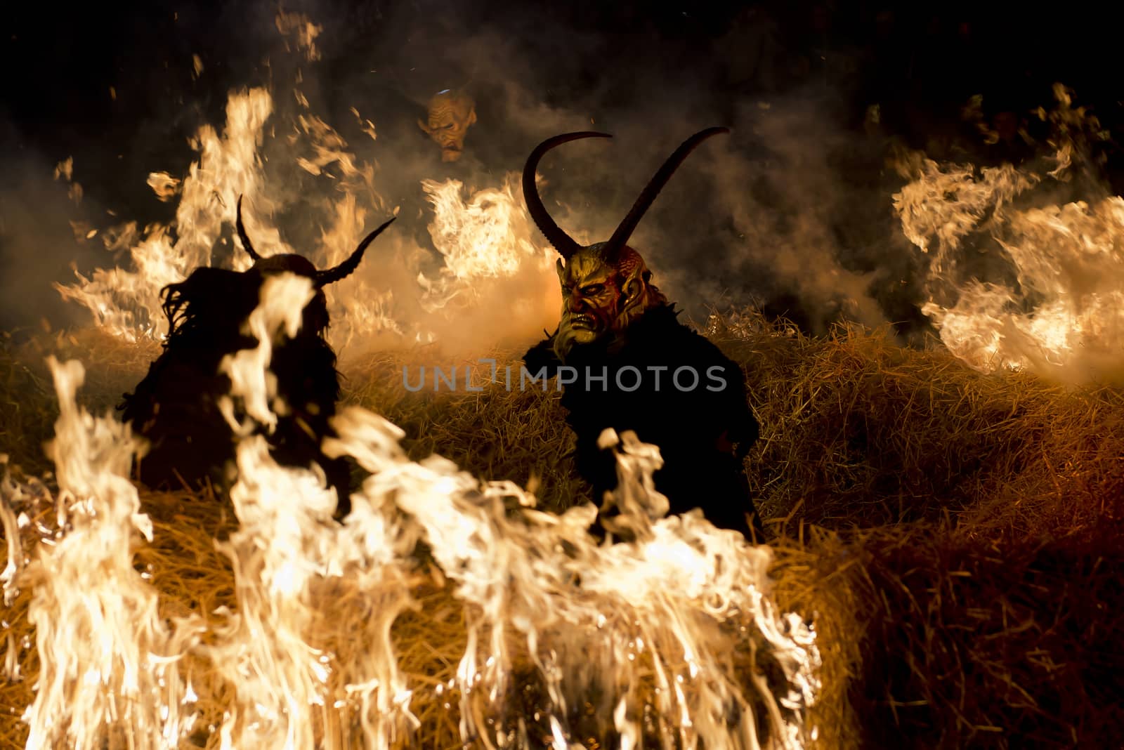 a show of Krampus masks in the north east of italy