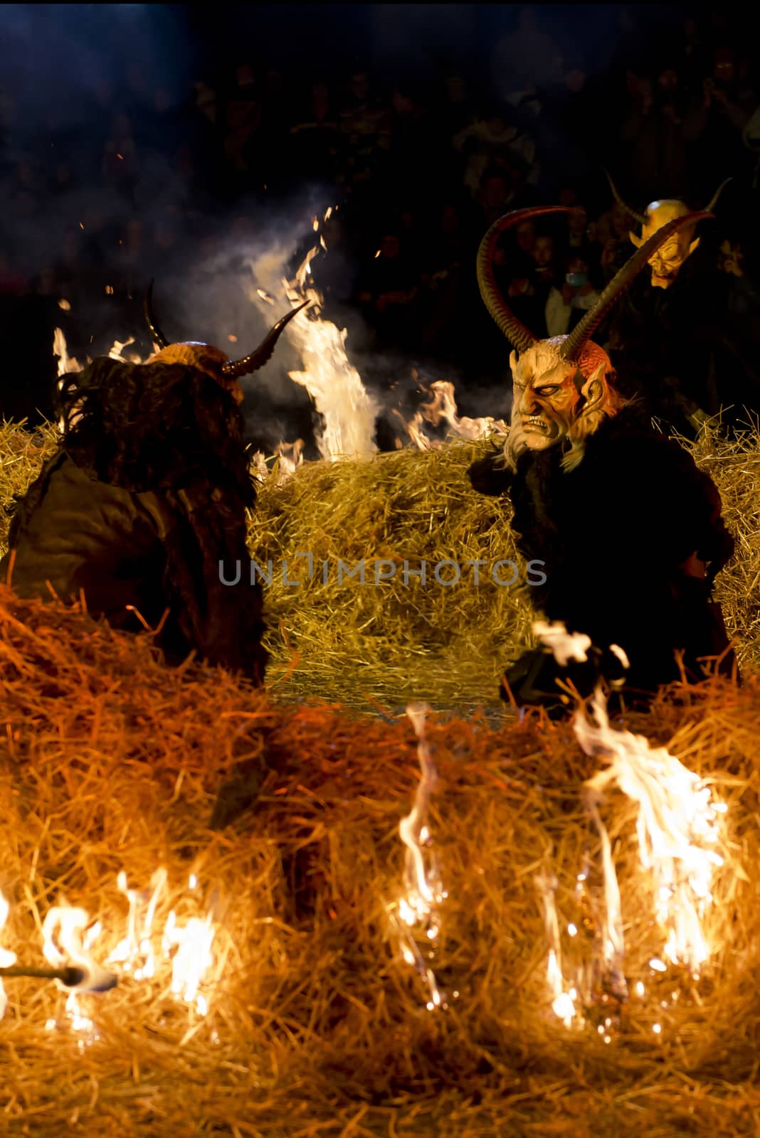 a show of Krampus masks in the north east of italy