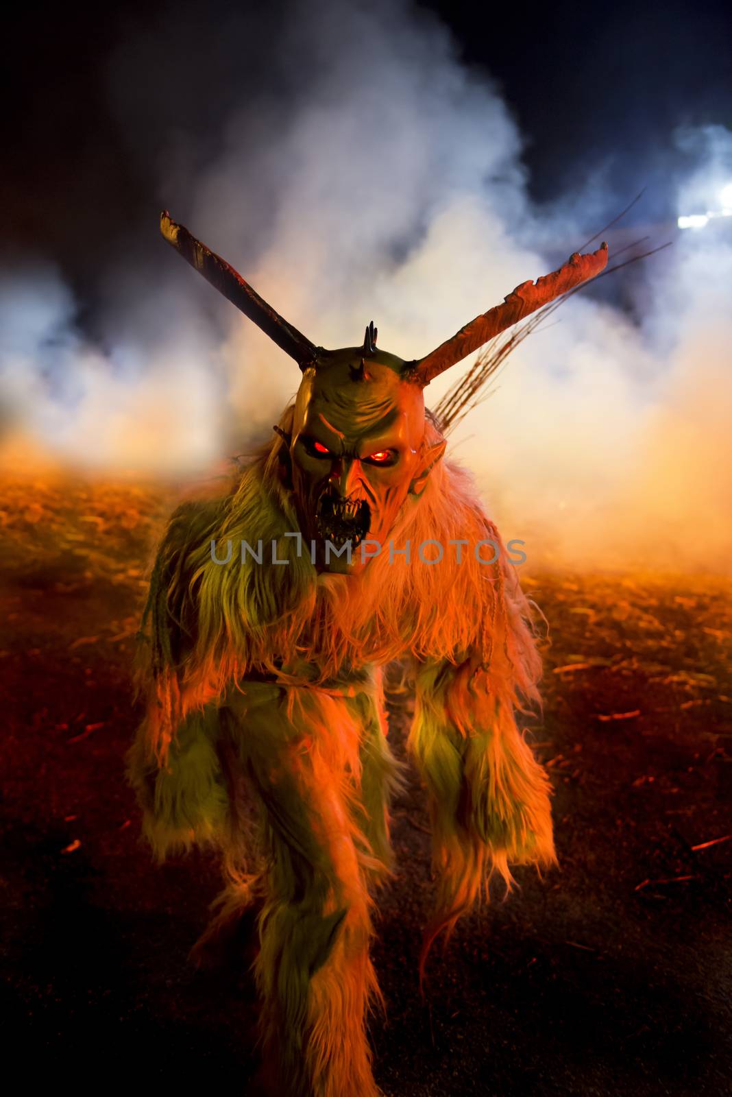 Traditional show of Krampus masks in Tarvisio, In north east of Italy