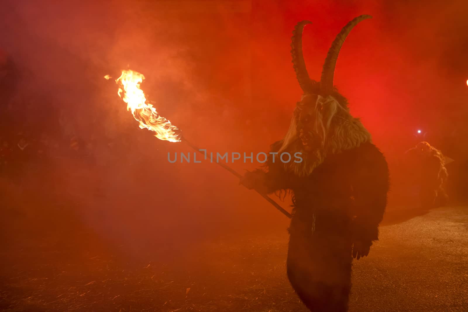 The traditional Krampus masks show in Tarvisio, North East Alps in Italy