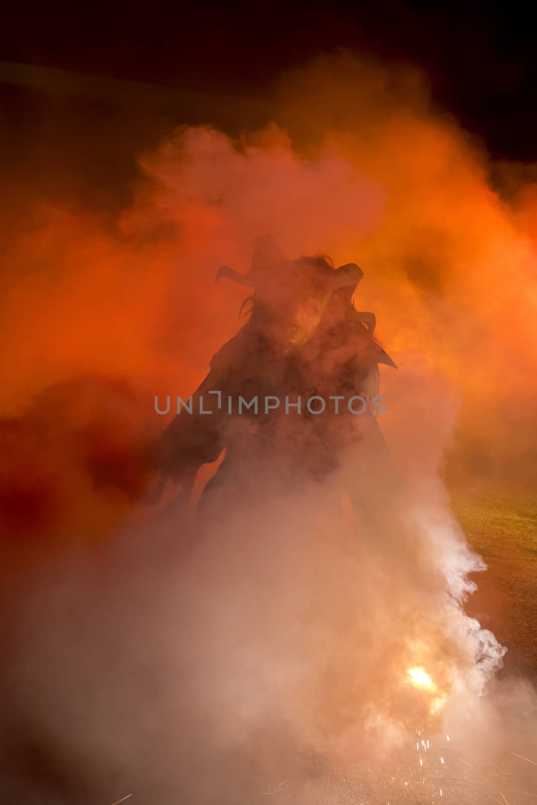 The traditional Krampus masks show in Tarvisio, North East Alps in Italy