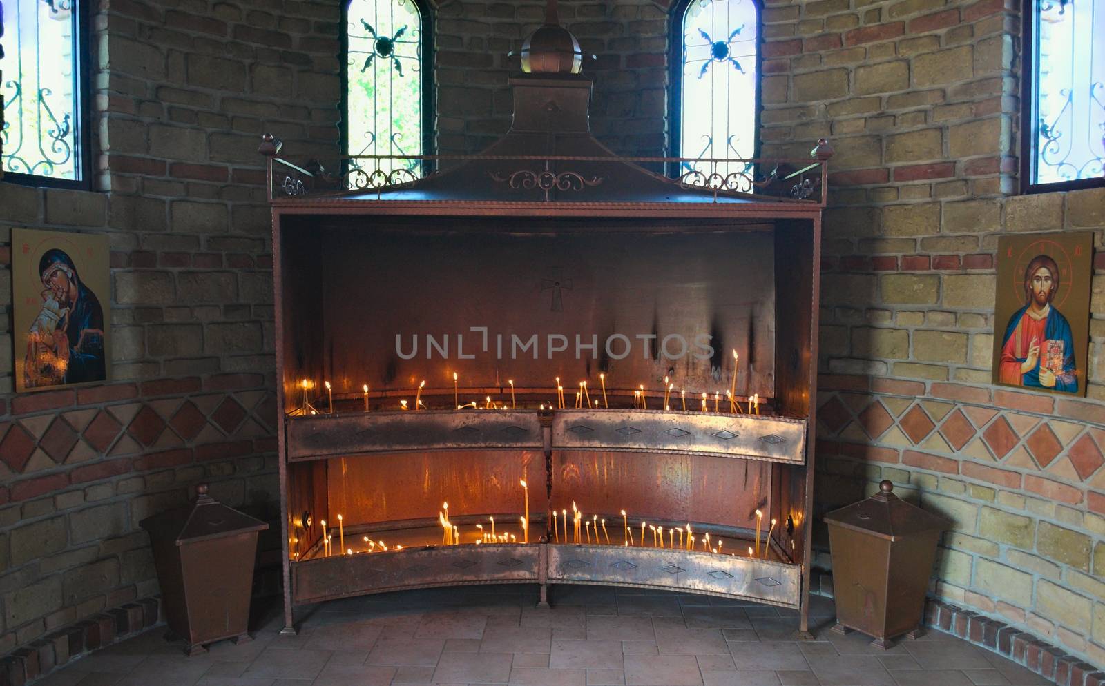 Place for lightning candles in Serbian Monastery by sheriffkule