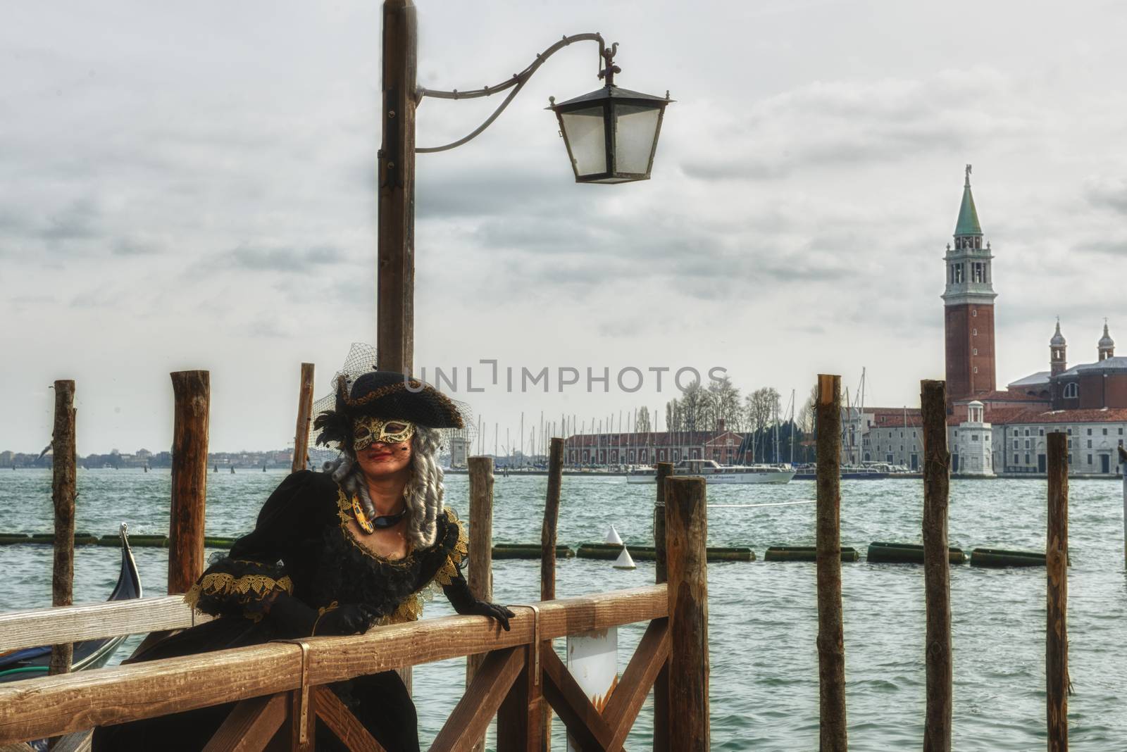A view of traditional carnival masks in Venice, Italy