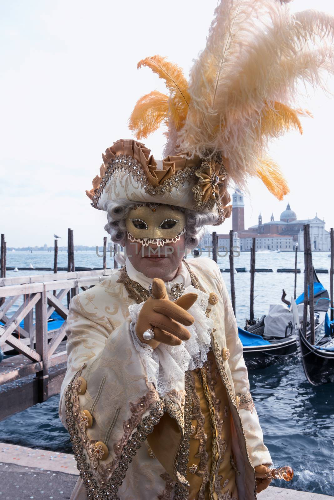 A view of traditional carnival masks in Venice, Italy