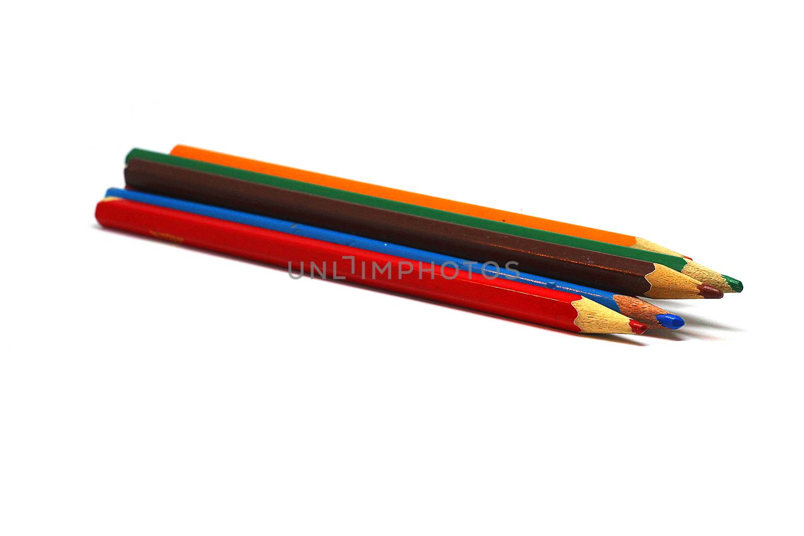 Colorful pencils isolated on white background.