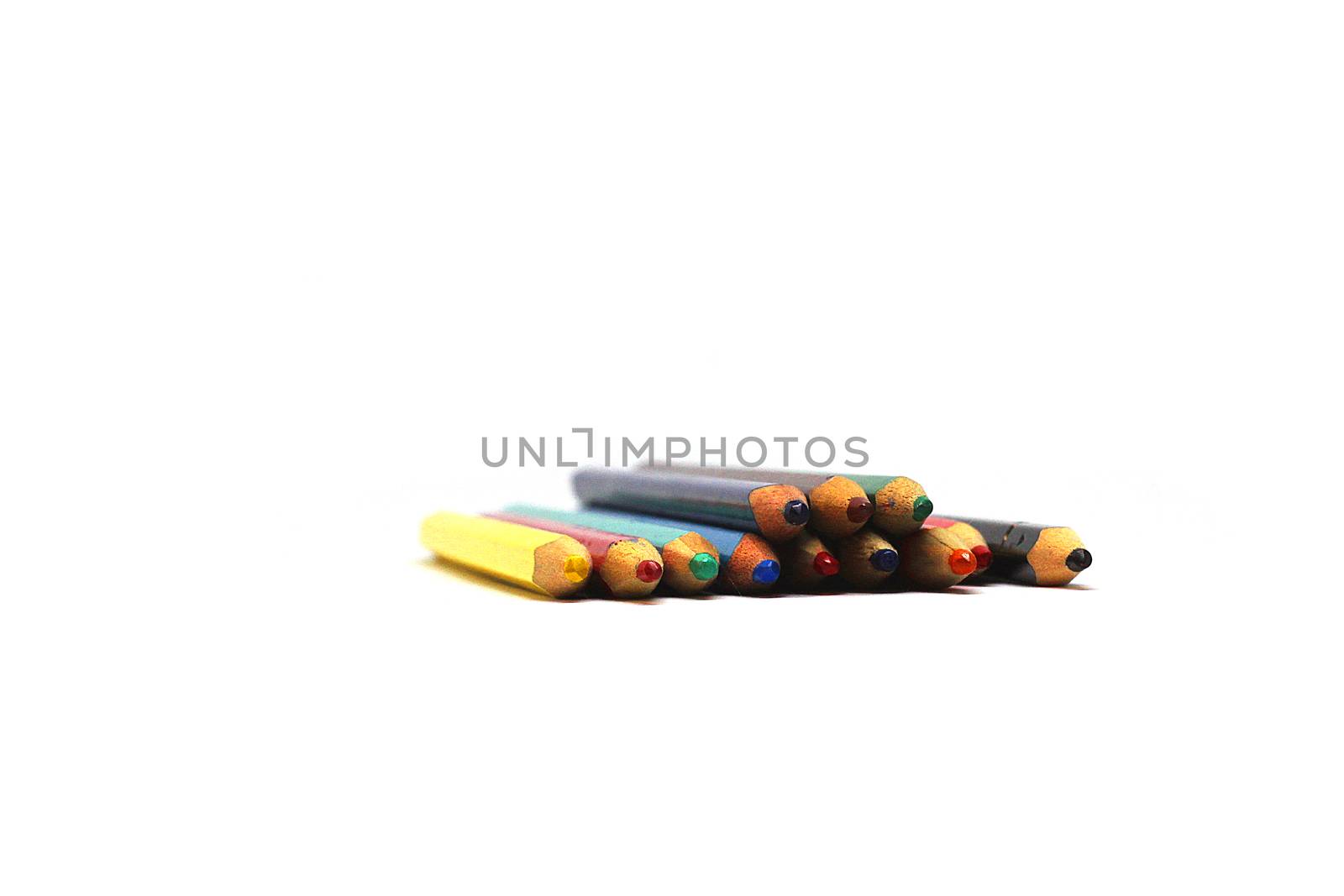 Colorful pencils isolated on white background.