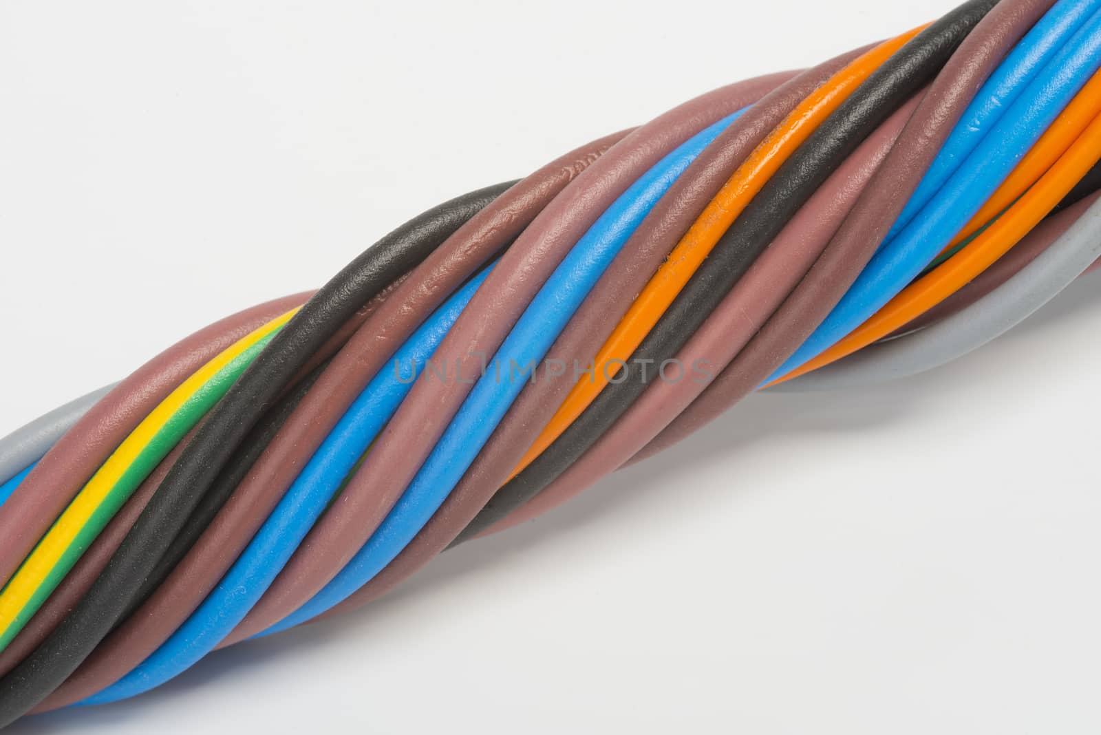 bundle of electric cables of various colors