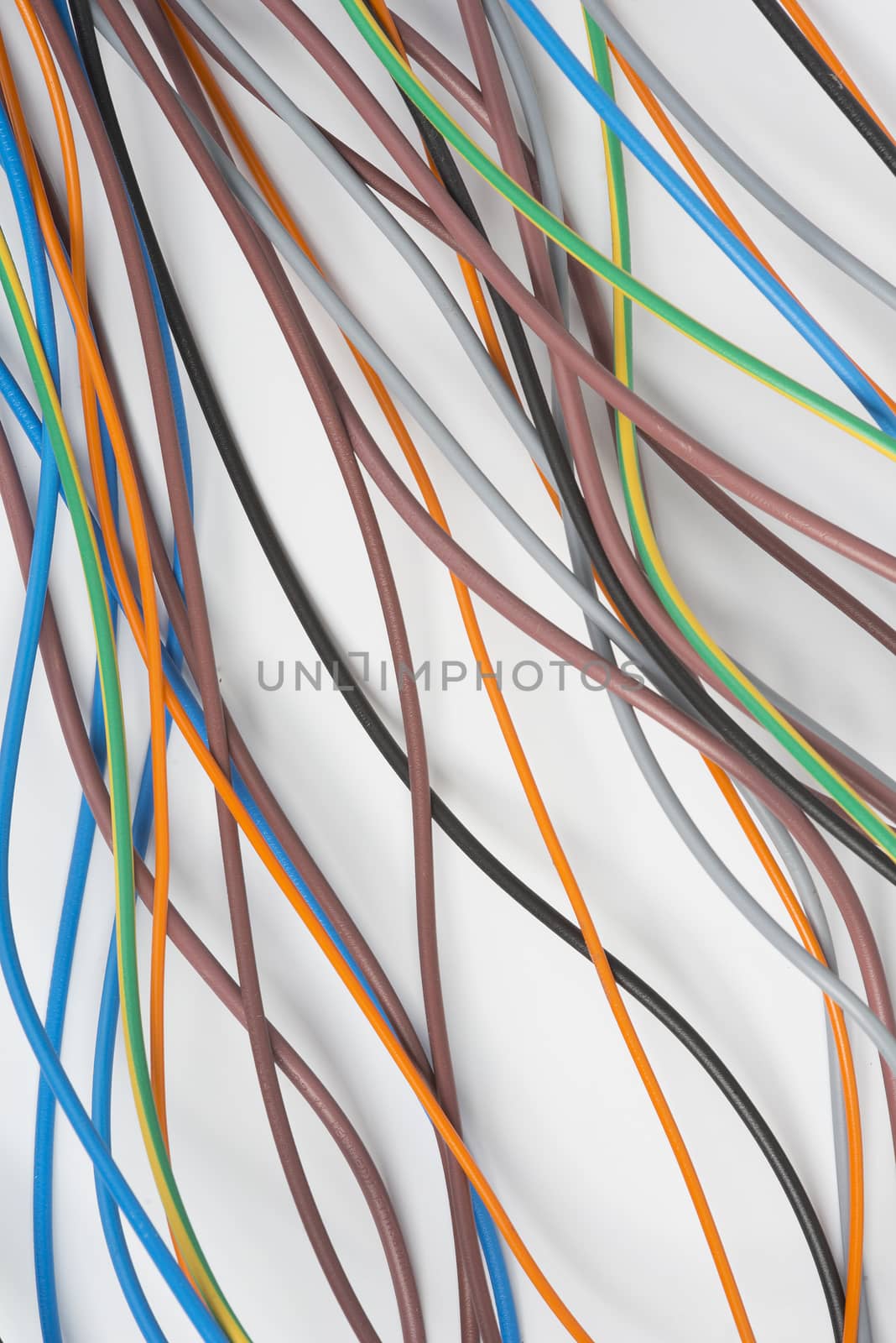 bundle of electric cables of various colors