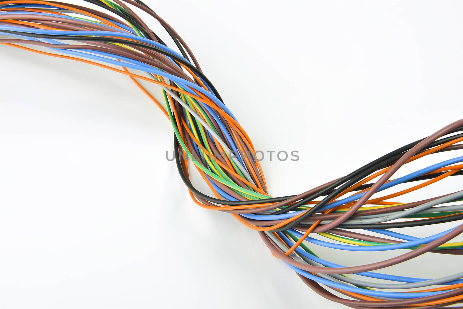 a bundle of colored electric cables