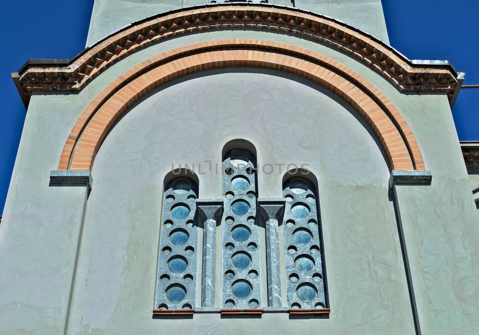 Window on orthodox church in Novi sad, Serbia