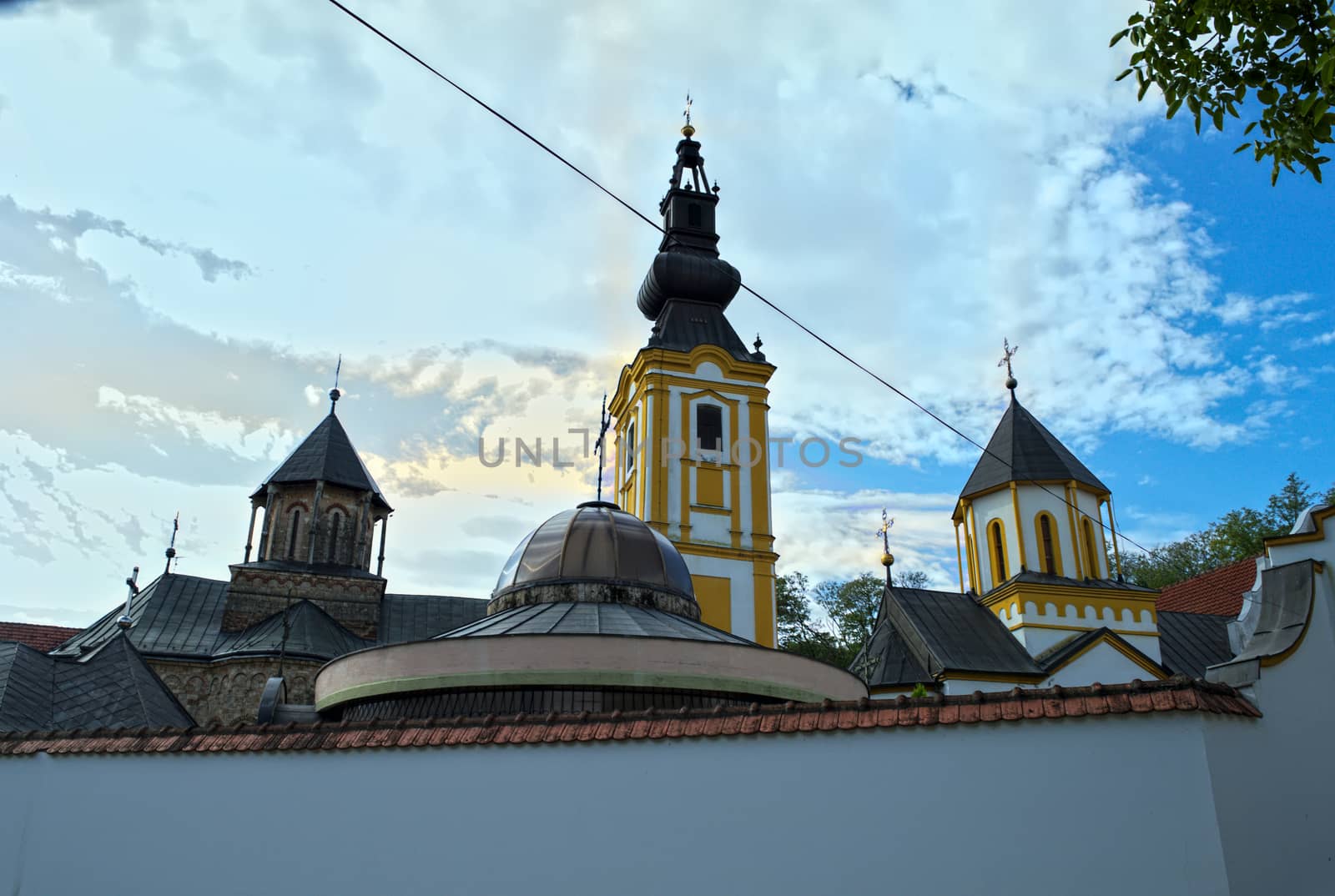 Three church towers at monastery Privina Glava, Šid, Serbia by sheriffkule