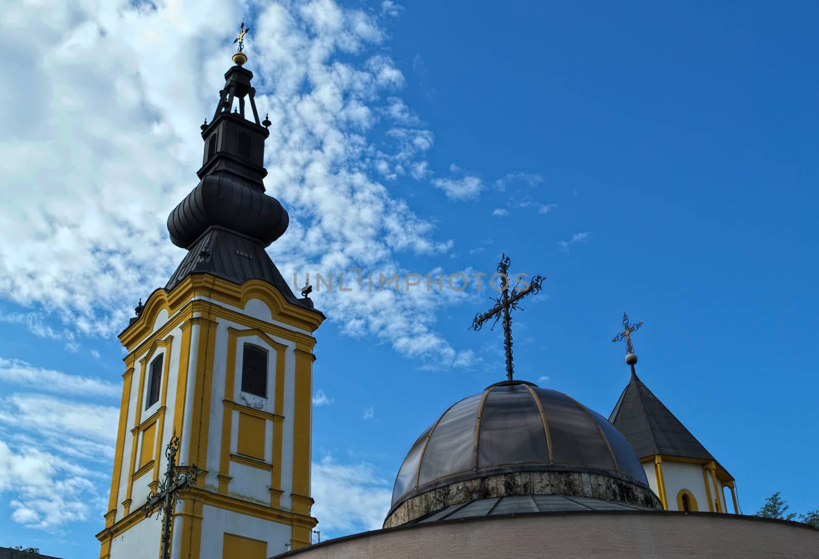 Three church crosses at monastery Privina Glava, Šid, Serbia by sheriffkule