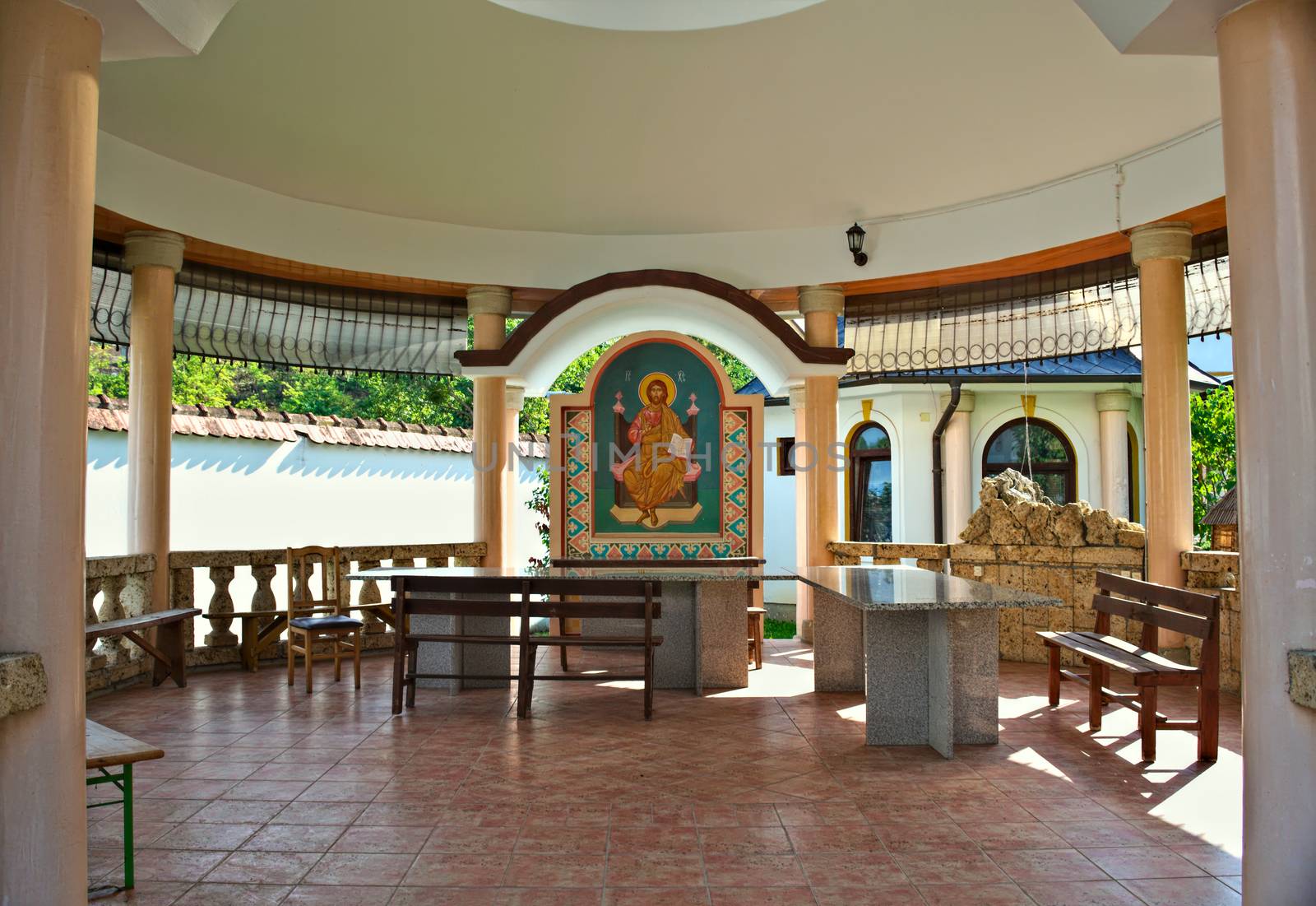 Small open chapel in monastery Privina Glava, Šid, Serbia