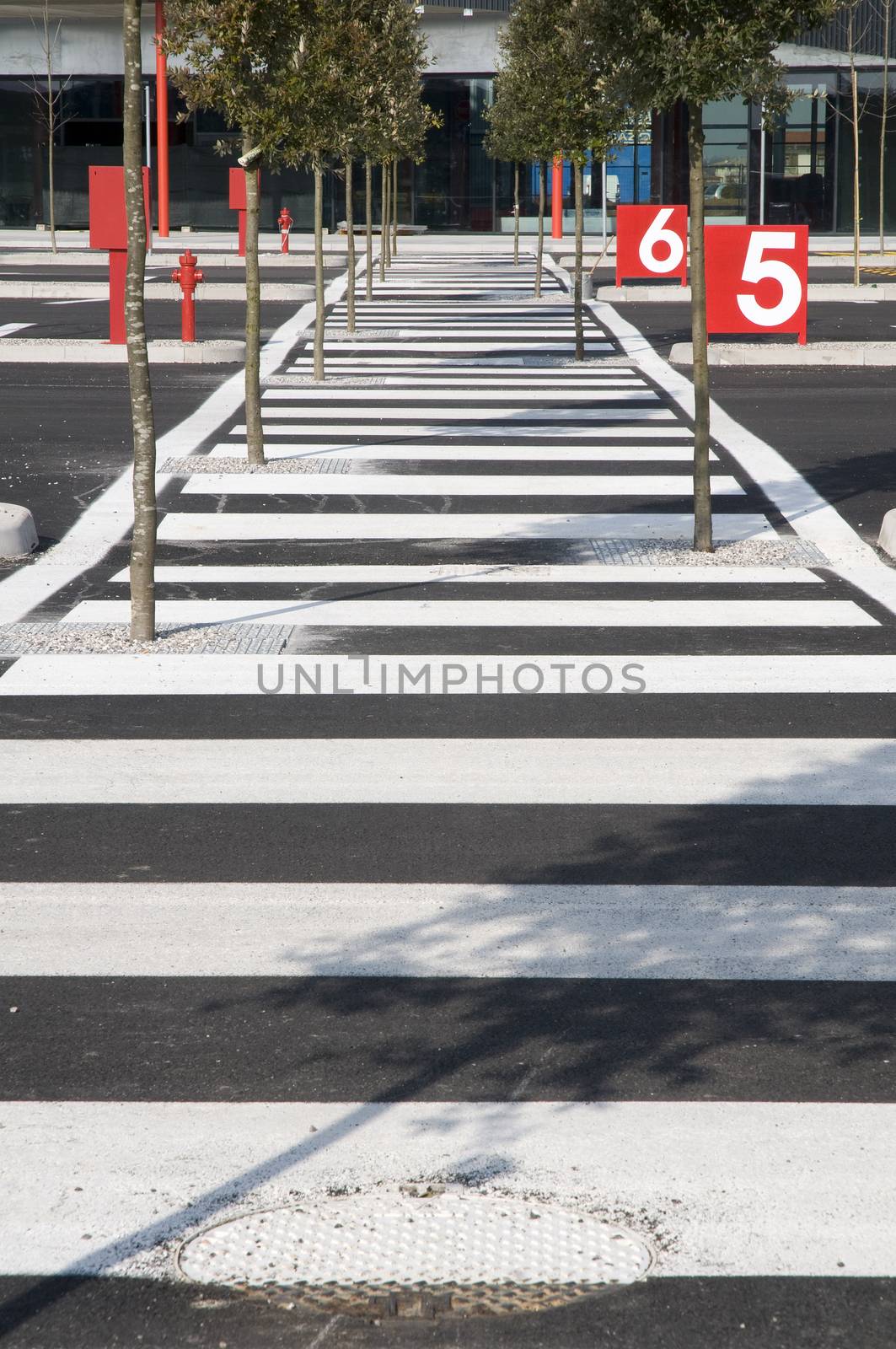 pedestrian crossing in a parking lot