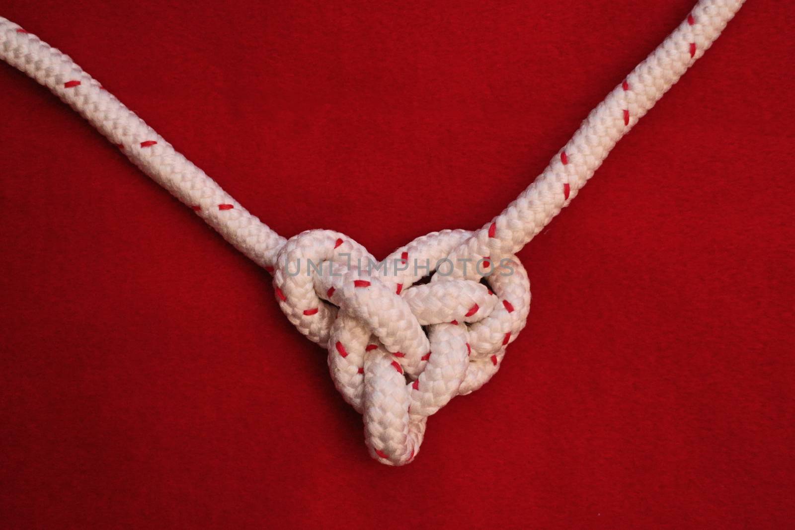 White rope knot on red background by mrivserg