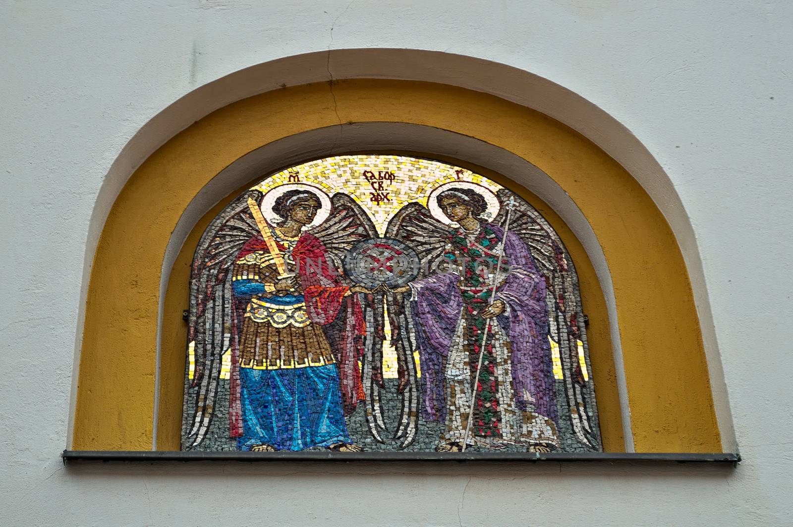 Christian orthodox icon on monastery entrance, Serbia by sheriffkule