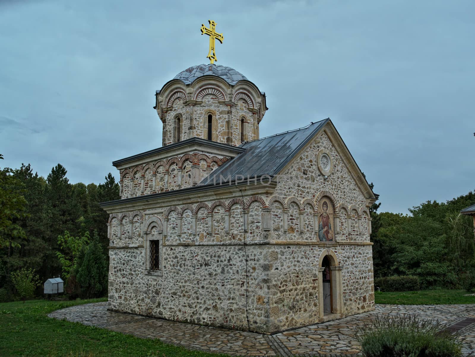 Main stone church monastery Hopovo in Serbia