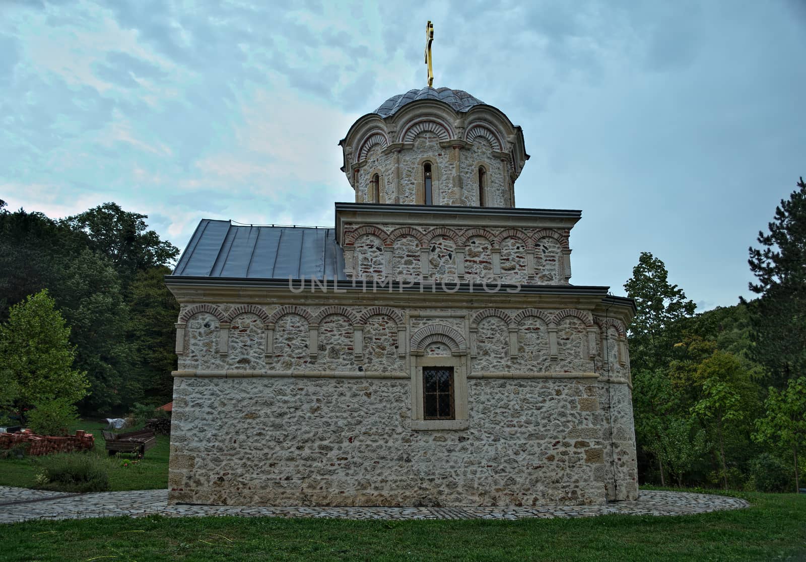 Main stone church monastery Hopovo in Serbia by sheriffkule