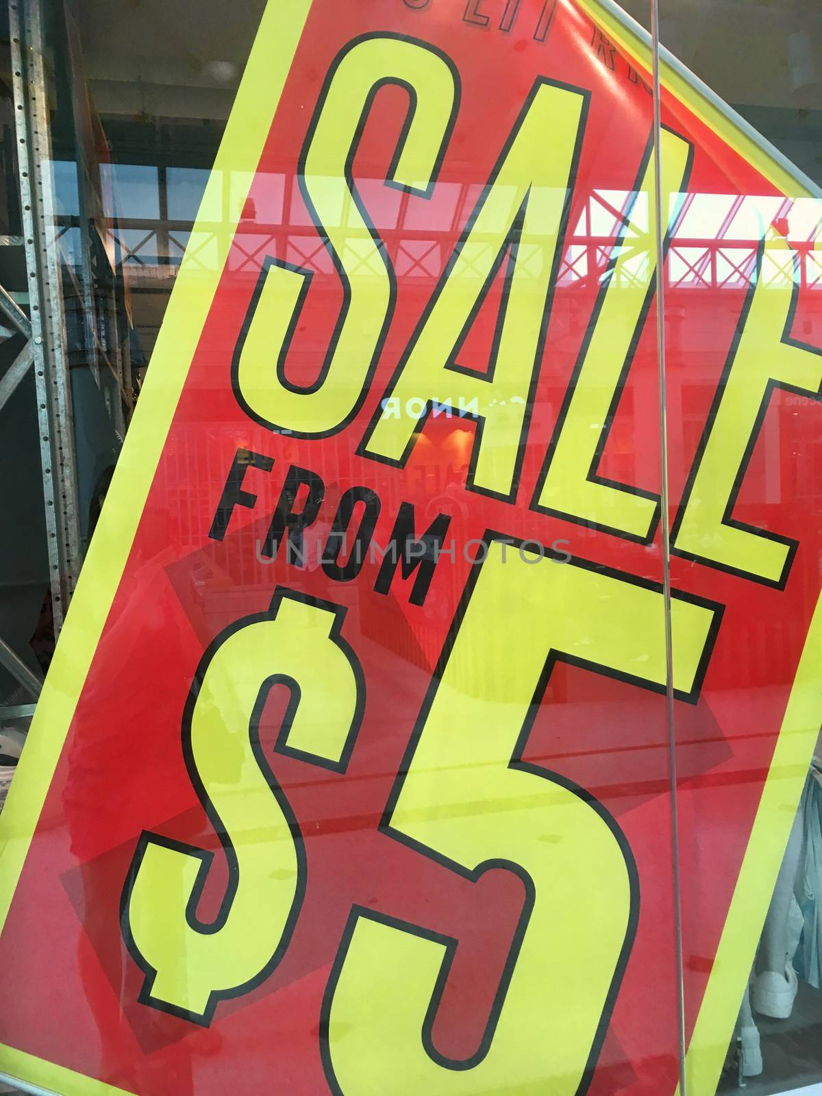 Retail shop front sale sign.  Boxing day sales