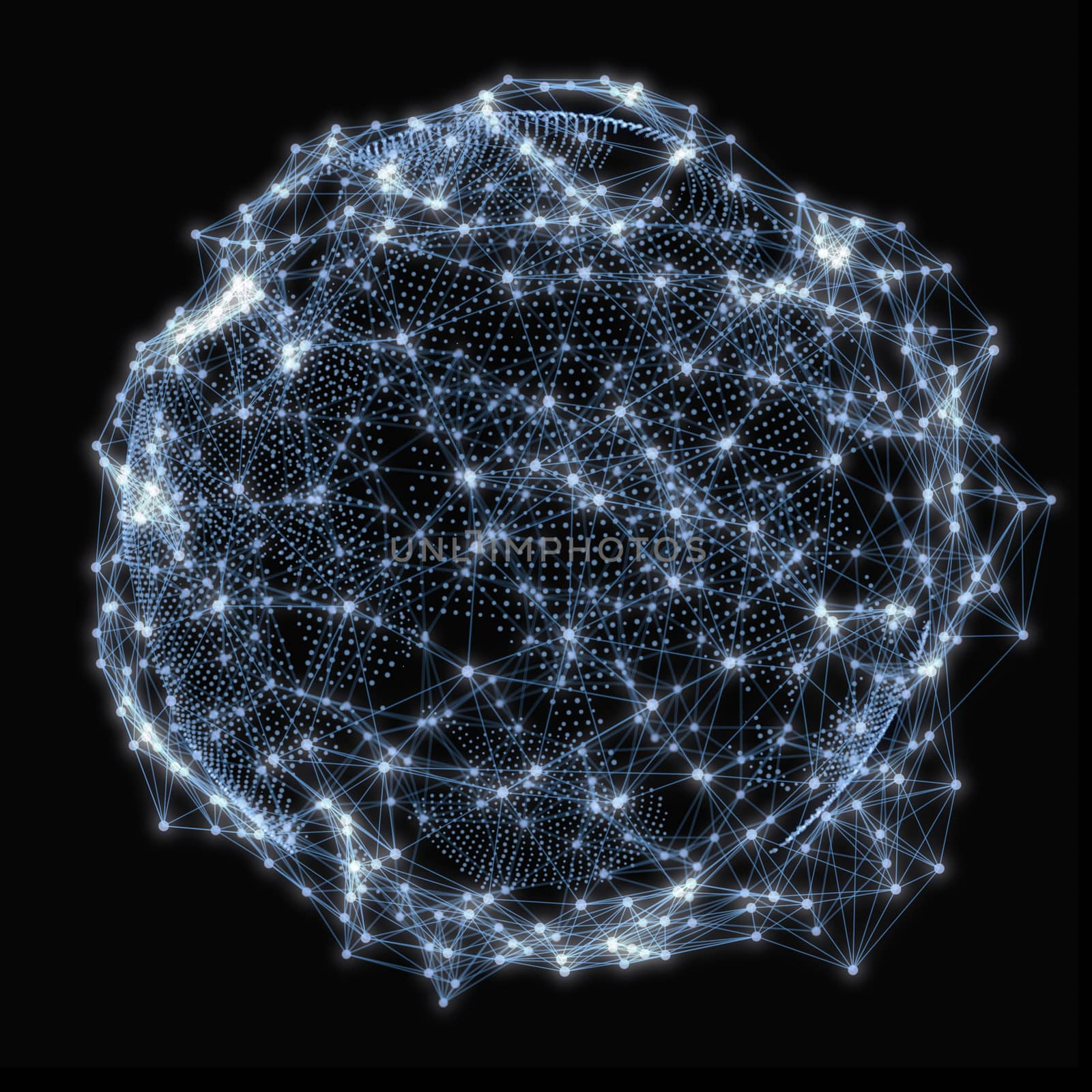 Network community concept. 3D Illustration. Earth with lines