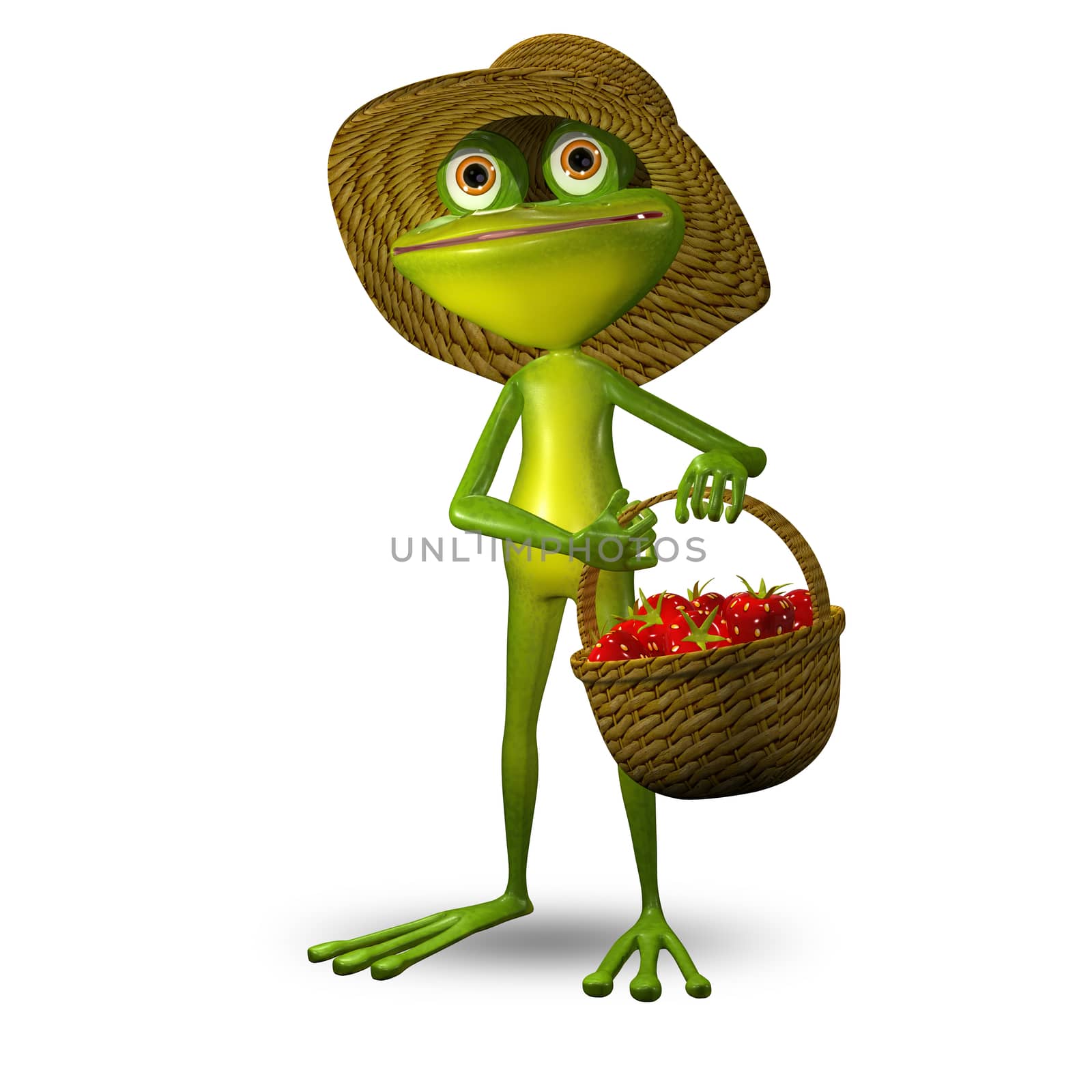 3d Illustration Frog with Strawberry by brux