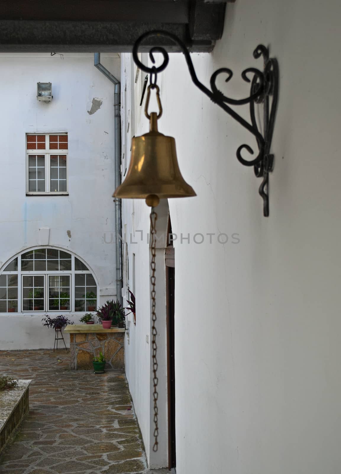 Bell hanging on wall