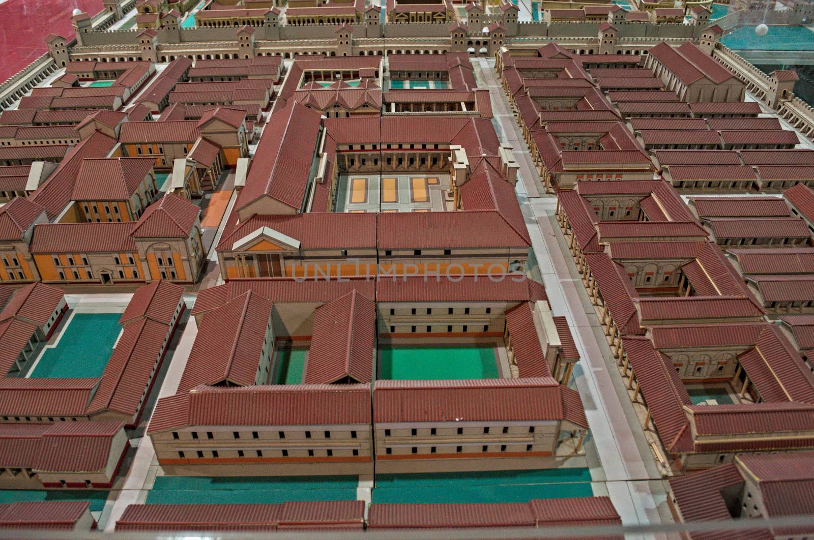 Miniature cardboard reconstruction of ancient roman city