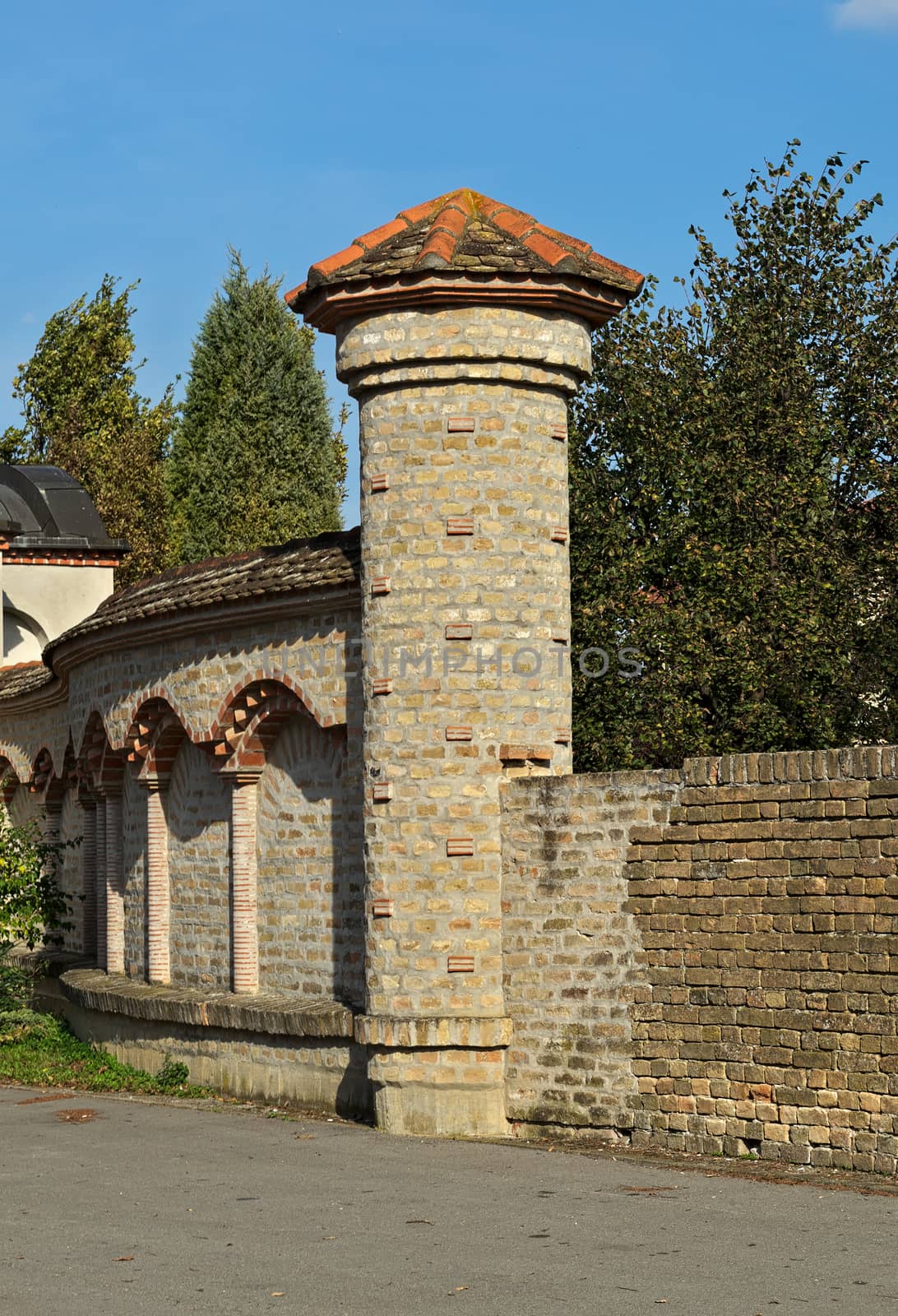 Bricks fence at monastery kovilj, serbia by sheriffkule