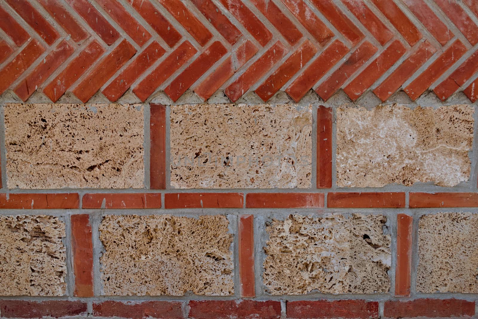 Red bricks and brown blocks architecture