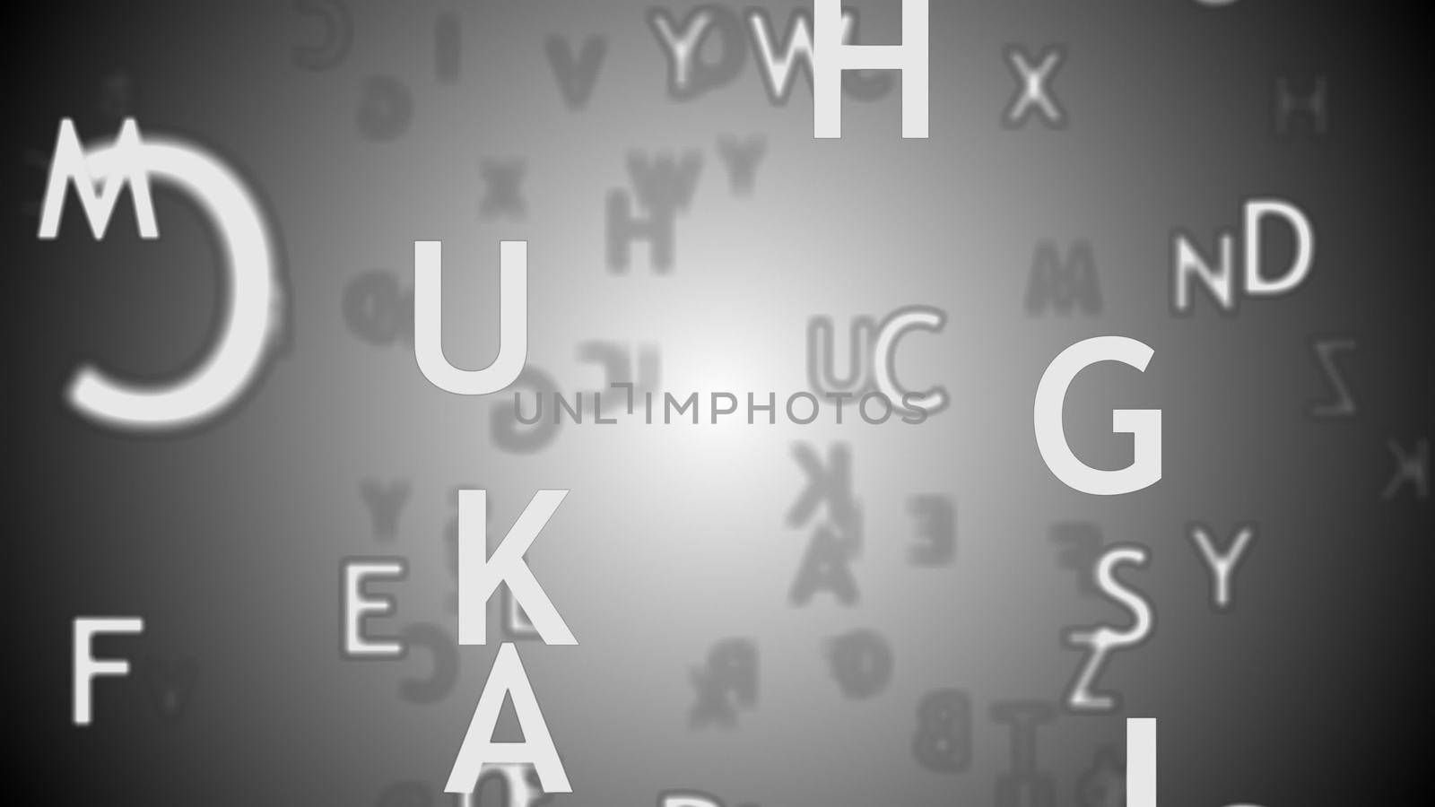 Abstract background with letters. Seamless loop
