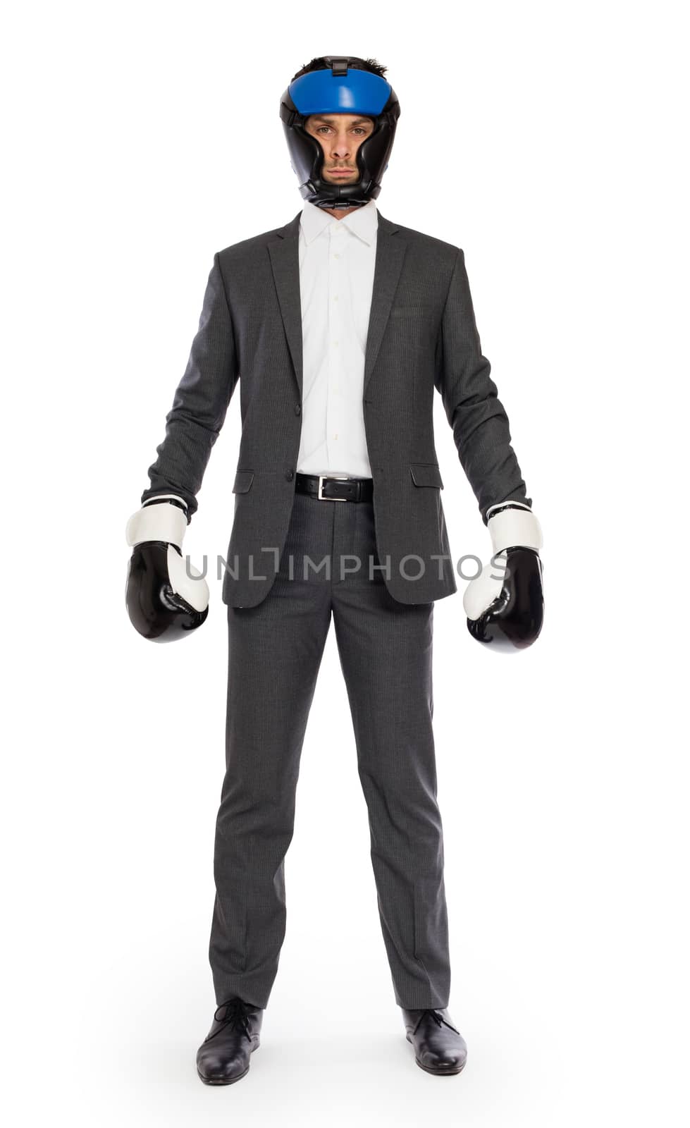 Businessman in boxing gloves  by michaklootwijk