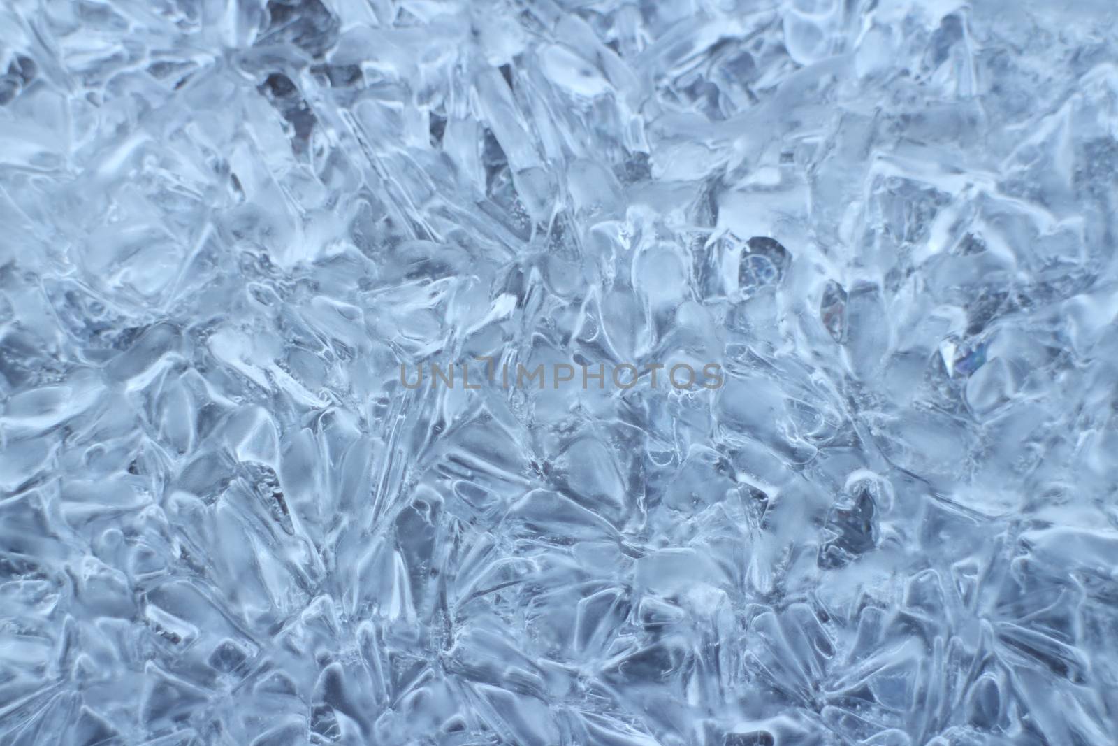 Large ice crystals frozen water, abstract pattern, background