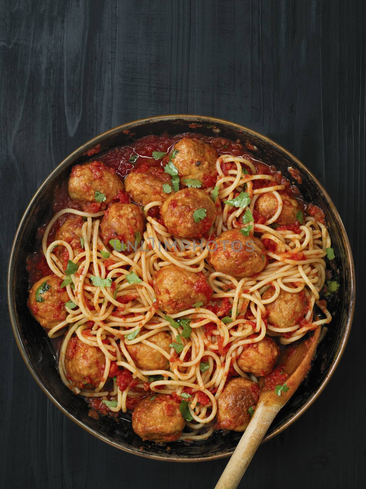 rustic meatball spaghetti in tomato sauce by zkruger