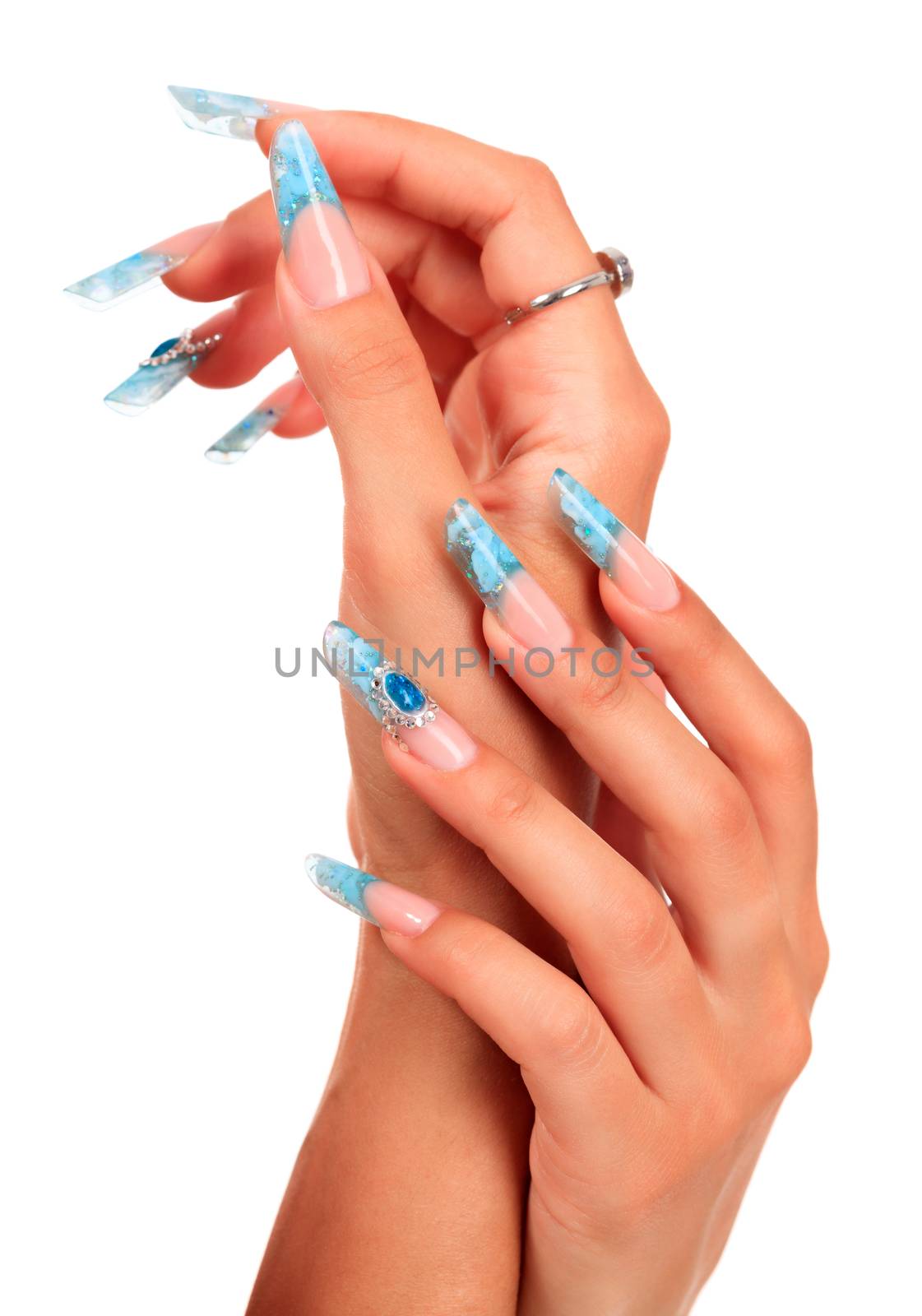 Closeup shot of beautiful female hands with manicured nails, iso by Nobilior