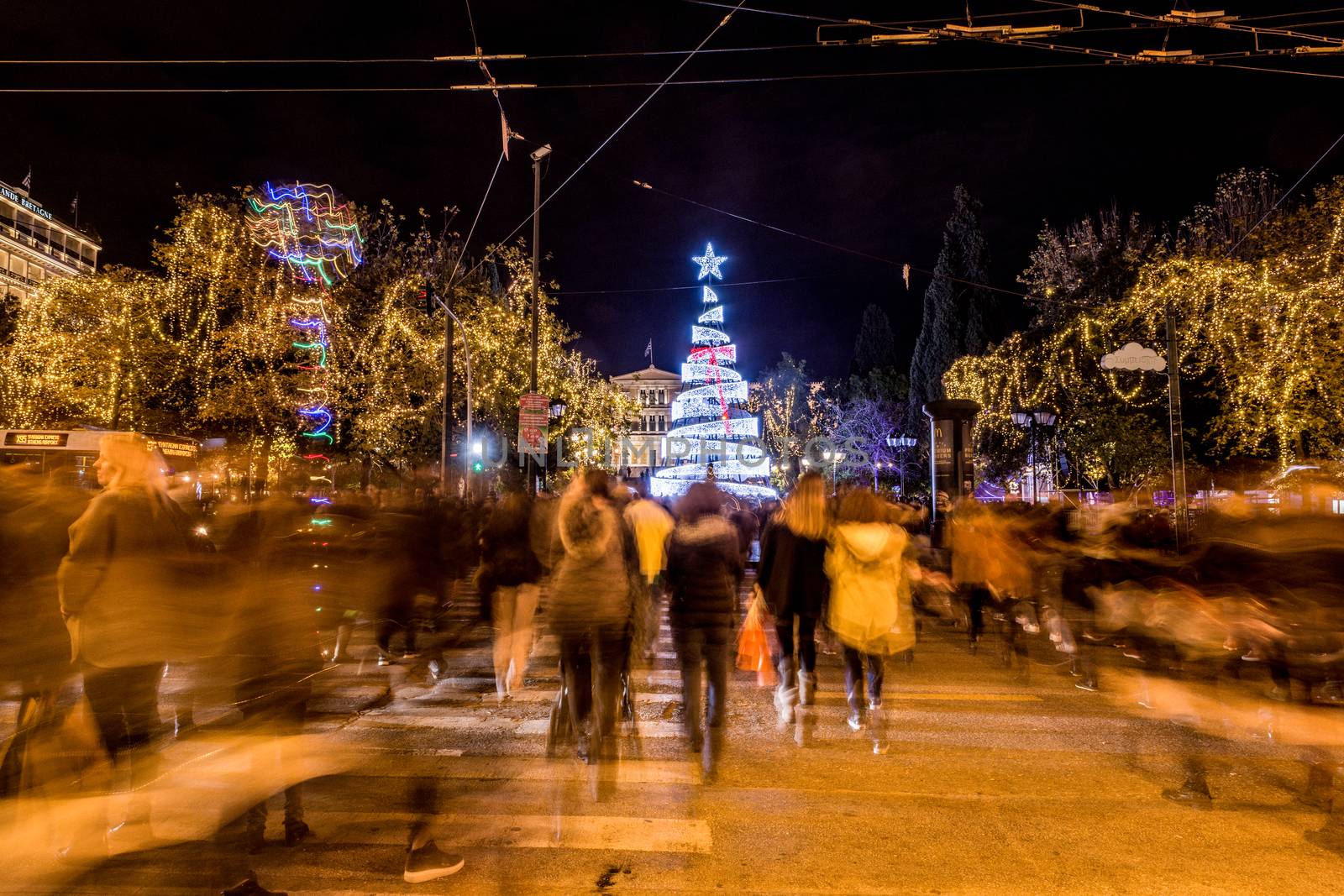 syntagma square with christmas tree by vangelis