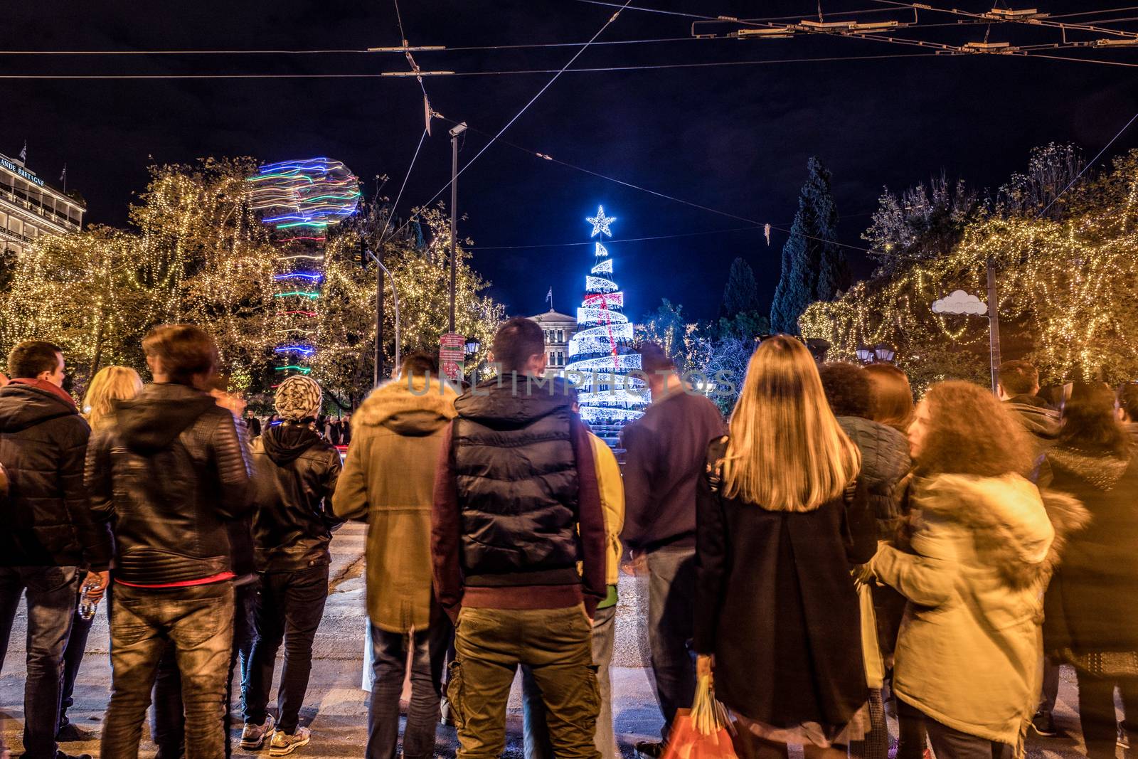 syntagma square with christmas tree by vangelis