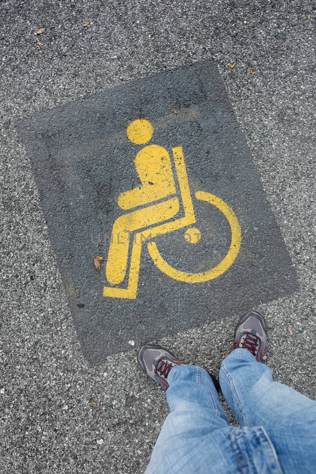 indication of a parking space for disabled people