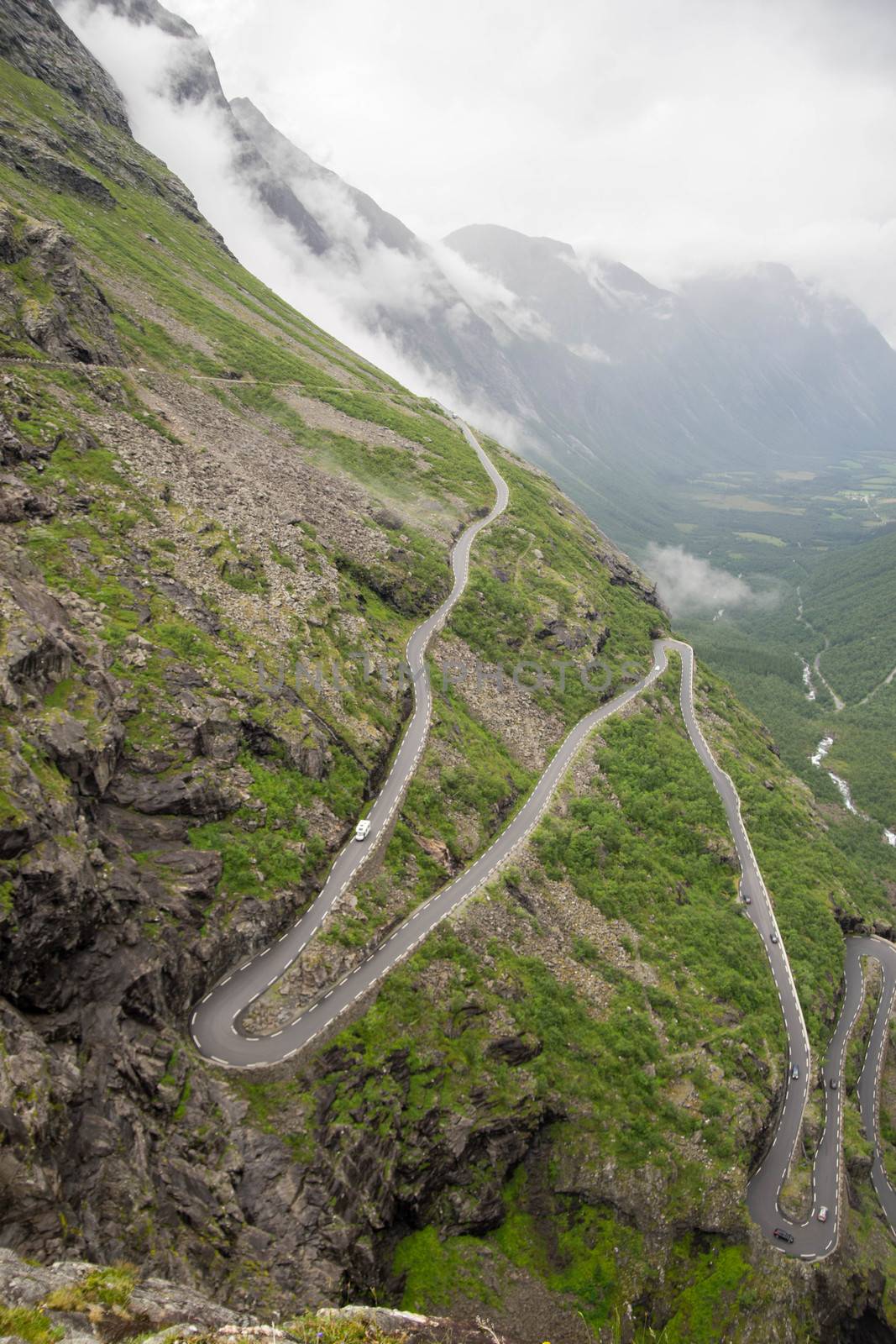 Trollstigen troll path in Norway from above by javax