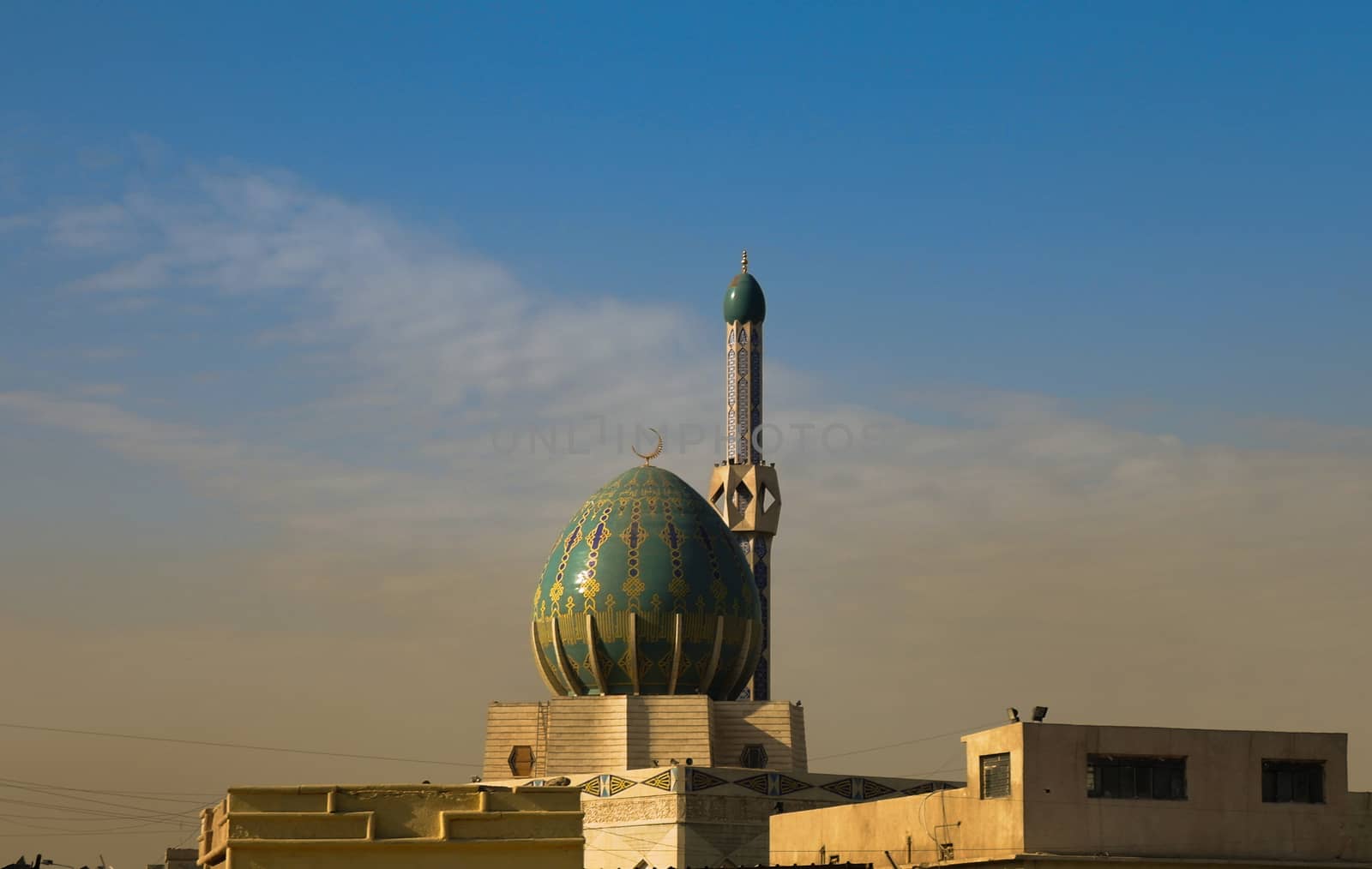 Exterior view of Albunneya Mosque, Baghdad, Iraq