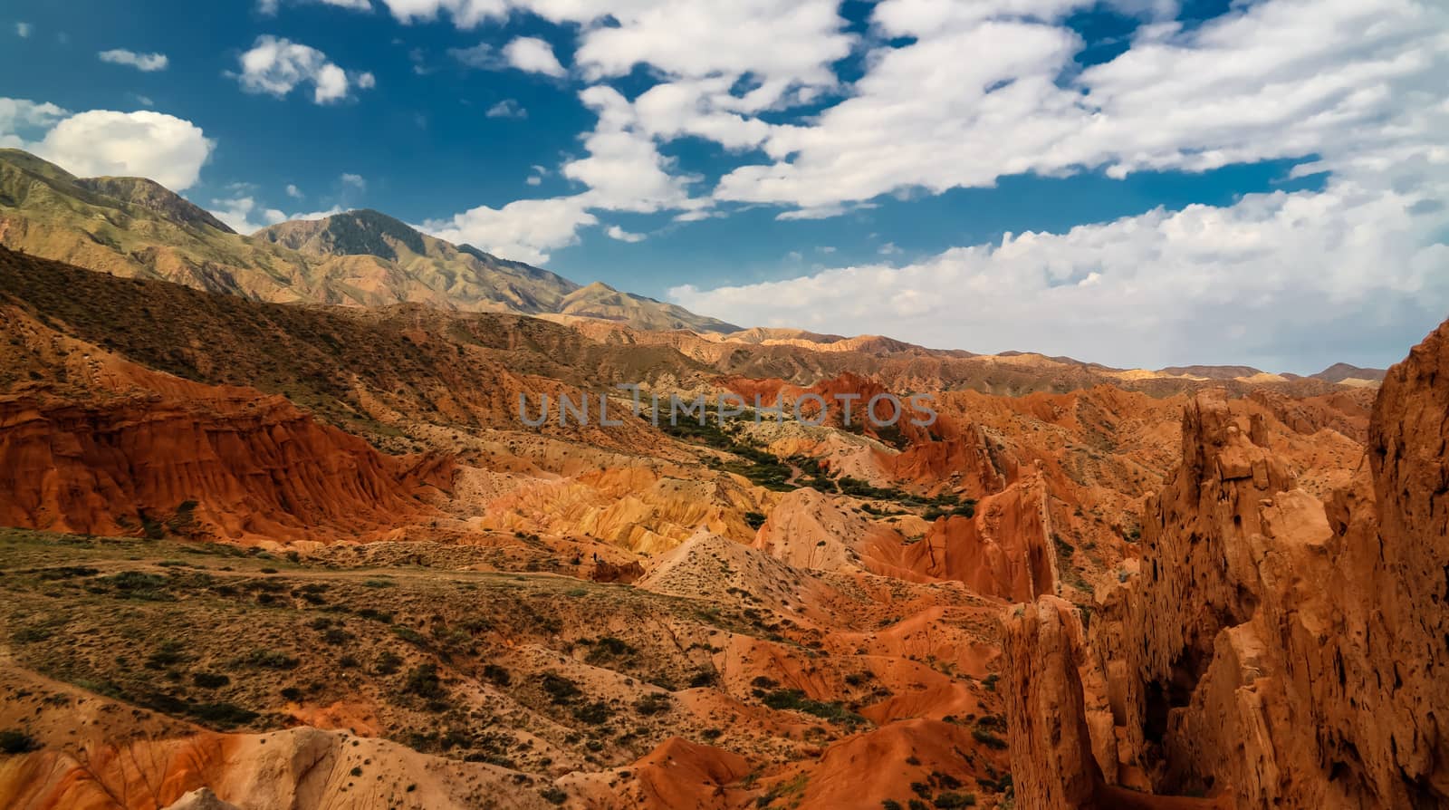 Panorama of Skazka aka Fairytale canyon, Issyk-Kul Kyrgyzstan by homocosmicos