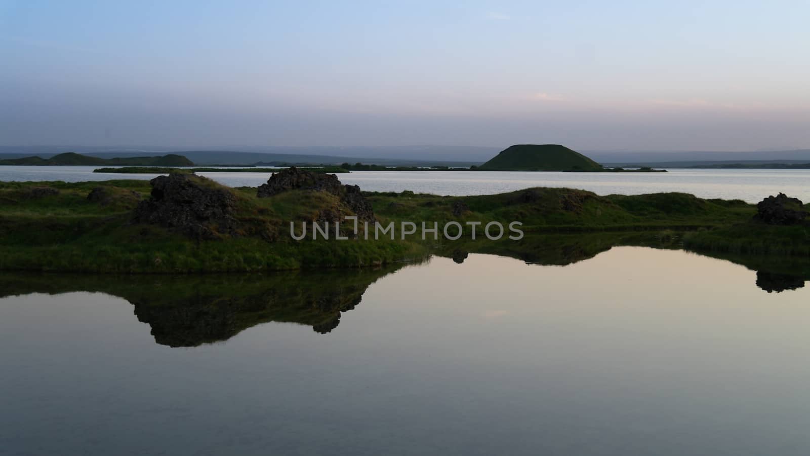 Skutustadir hills landscape, Myvatn lake area Iceland by homocosmicos