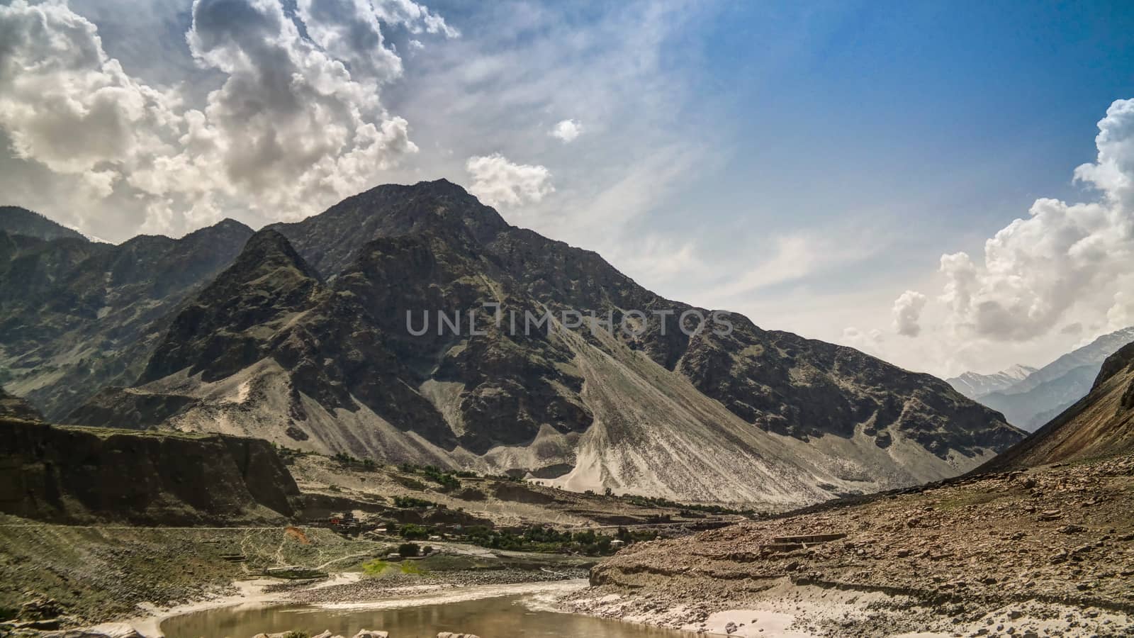 View to Indus river and valley, Karakoram Pakistan by homocosmicos