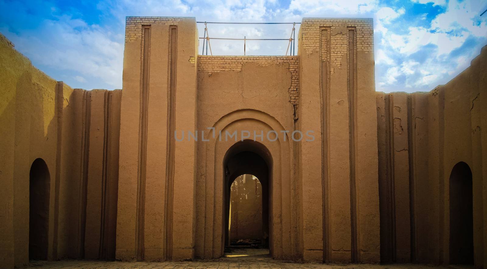 Gate of partially restored Babylon ruins, Hillah, Iraq