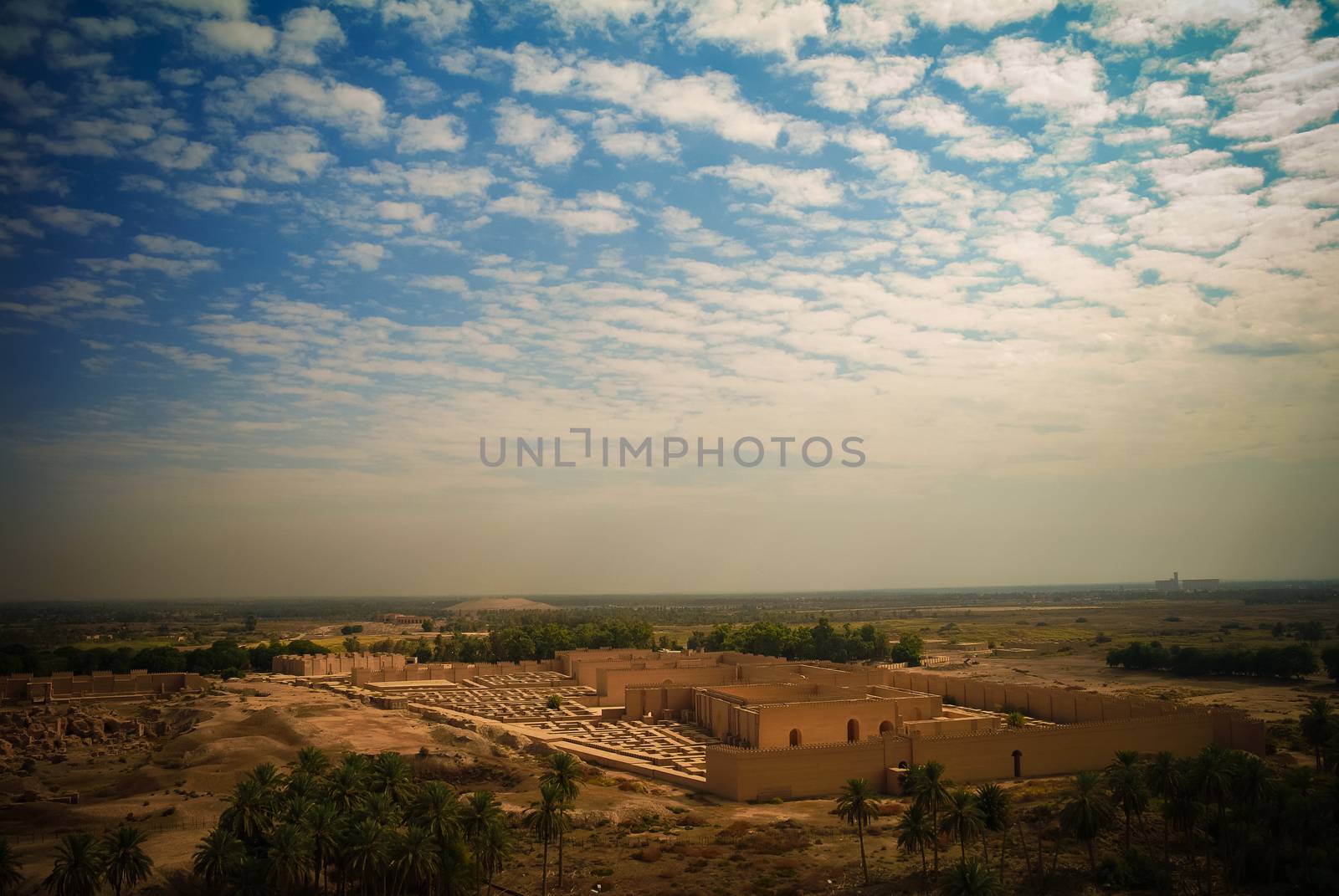Panorama of partially restored Babylon ruins, Iraq by homocosmicos