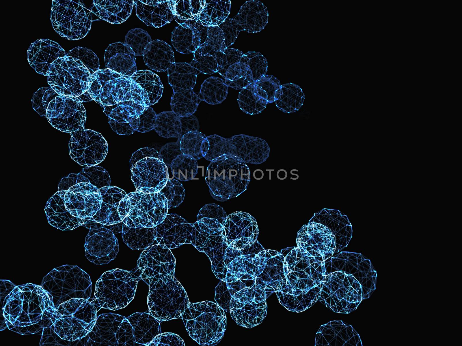 Abstract polygonal space with connecting dots and lines. Connection structure. 3d illustration